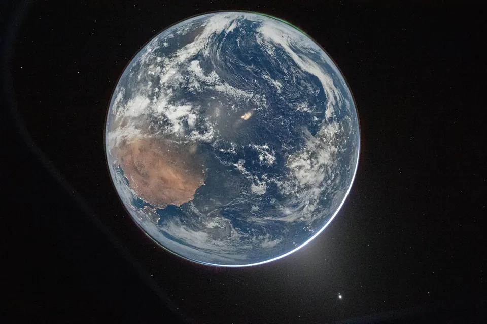 Earth from the perspective of Artemis II.